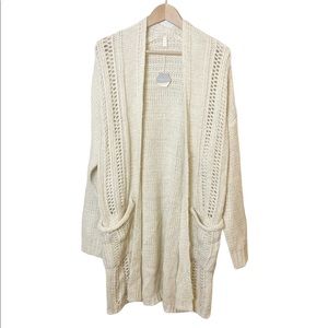 NWT PINKBLUSH Chunky Knit Cardigan Sweater Cream L